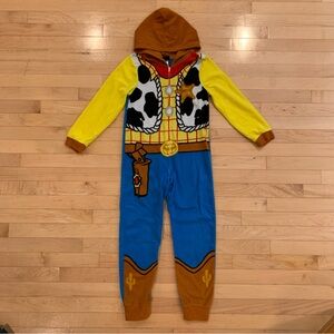 Toy Story kids size 8 woody costume one-piece hooded fleece pjs pajamas boy girl